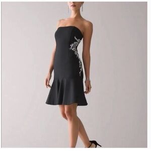 White House Black‎ Market Women's Beaded Strapless Flounce Dress Size 0 Wedding